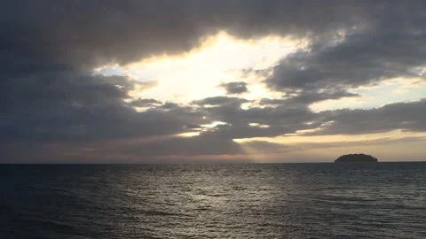 Summer tropical sunset or sundown over the sea landscape.The sun, cloud and w Stock Footage 161235543