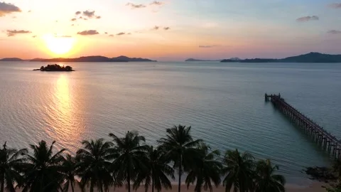 Summer tropical with sunset scene Stock Footage 199430617