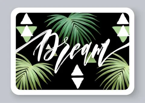 Summer tropical vector design for banner or flyer with dark green palm leaves Stock Illustration
