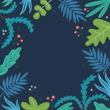 Summer tropical vector design for banner or flyer with dark background. Flowe Illustrazione stock