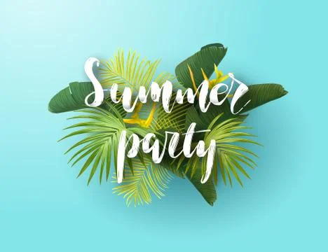Summer tropical vector design for poster, banner or advertisment with exotic Stock Illustration