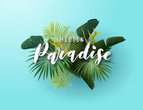 Summer tropical vector design for poster, banner or advertisment with exotic イラスト素材