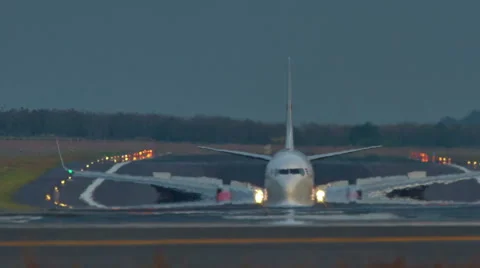 Summer twilight jet plain landing blurring view hd phuket airport thailand Stock Footage 64565150