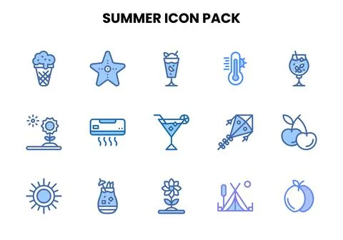 Summer Two Colour Icons Pack Illustration