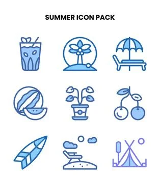 Summer Two Colour Icons Pack Ilustración de archivo