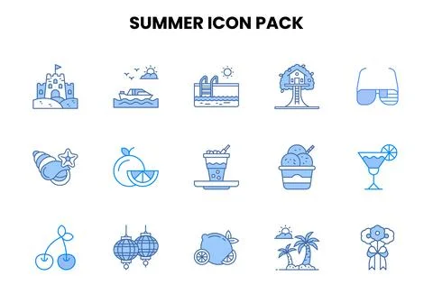 Summer Two Colour Scalable Icons Pack Stock Illustration