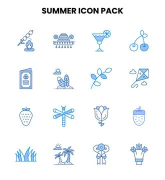 Summer Two Colour Scalable Icons Pack Stock Illustration