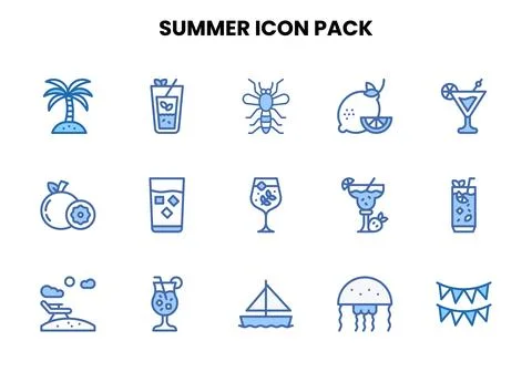 Summer Two Colour UI Icons Pack イラスト素材