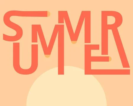 Summer typography design with sunset backdrop, Creative word art for summer s Illustrazione stock
