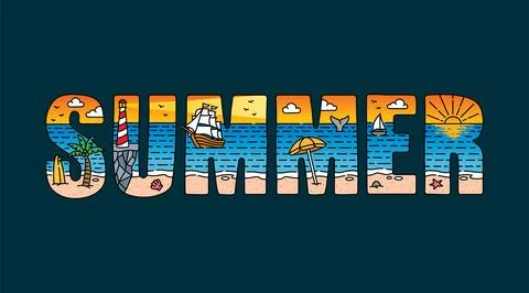 Summer typography design vector, for t-shirt, poster and other uses Stock-Illustration