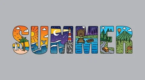 Summer typography design vector, for t-shirt, poster and other uses Stock Illustration