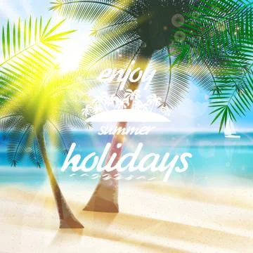 Summer typography holidays template. Stock Illustration