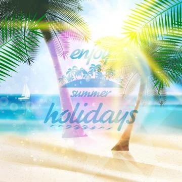 Summer typography holidays template. Stock Illustration