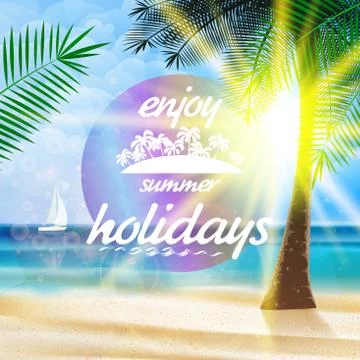 Summer typography holidays template. Stock Illustration