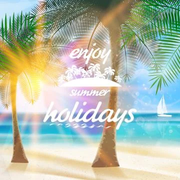 Summer typography holidays template. Stock Illustration