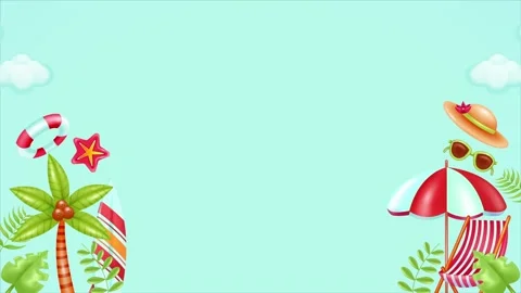 Summer vacation animation. Summer beach frame Stockbeeldmateriaal 242493531