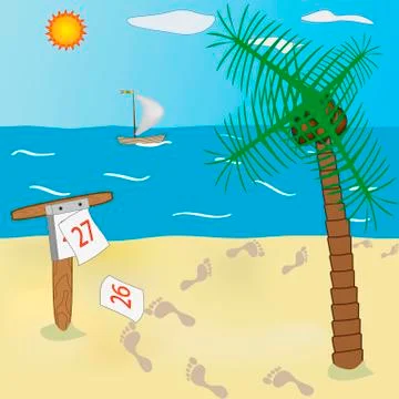 Summer vacation at the beach Stock Illustration