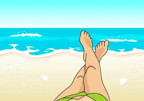 Summer Vacation at The Beach Stock Illustration