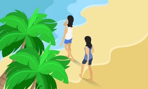 Summer vacation at the beach Stock Illustration