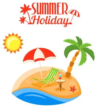 Summer Vacation on the Beach 스톡 일러스트