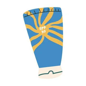 Summer vacation beach sticker with spf sunscreen tube design for fun decor Stock Illustration