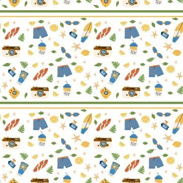 Summer vacation beach theme with fun stickers for creative design projects Stockillustratie