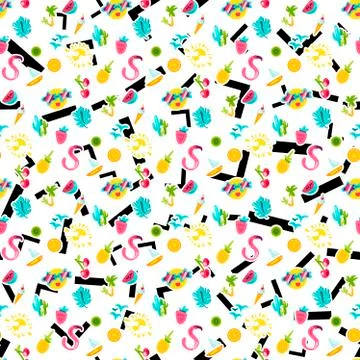 Summer vacation color seamless pattern Stock Illustration