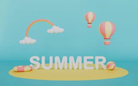 Summer vacation with colorful summer elements minimal style concept Illustrazione stock