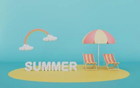 Summer vacation with colorful summer elements minimal style concept Illustrazione stock