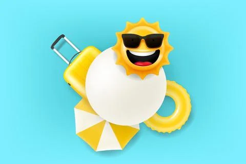 Summer vacation concept. 3d vector banner with copy space Stock-Illustration