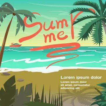 Summer vacation concept background with space for text. Sea land Stock Illustration
