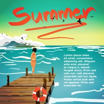 Summer vacation concept background with space for text. The girl Stock-Illustration