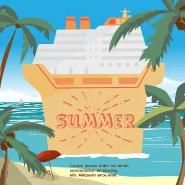 Summer vacation concept background with space for text. Sea land Stock Illustration