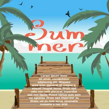 Summer vacation concept background with space for text. Sea land Illustrazione stock