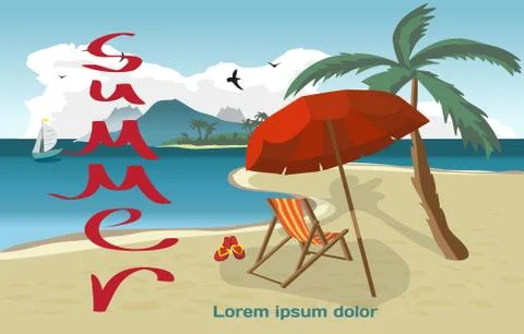 Summer vacation concept background with space for text. Vector c Stock Illustration