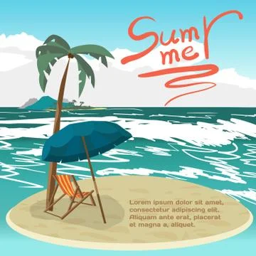 Summer vacation concept background with space for text. Vector c Stock Illustration