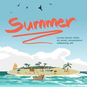 Summer vacation concept background with space for text. Vector c イラスト素材