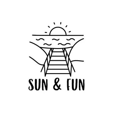 Summer vacation concept design with sunset over sea Stock Illustration