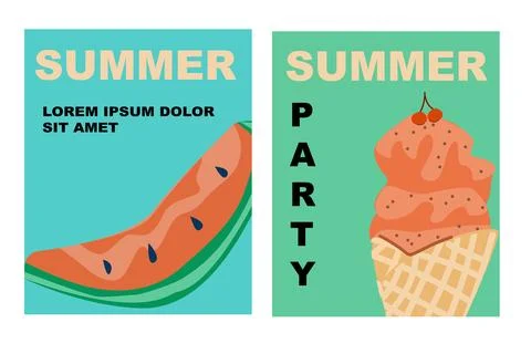 Summer vacation design. Set of vector Summer posters Stock Illustration