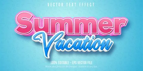 Summer vacation editable text effect Stock Illustration