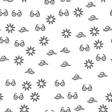 Summer Vacation Elements Seamless Pattern Vector Stock Illustration