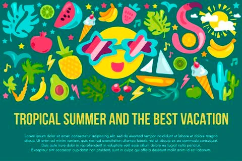 Summer vacation flat banner template Stock Illustration