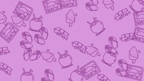 Summer Vacation Fun Pattern - A Whimsical Design. Stock Footage 321853863