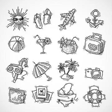 Summer vacation icon set Stock Illustration