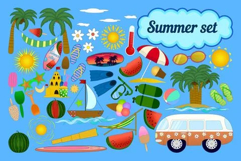 Summer Vacation Icon Set Stock Illustration