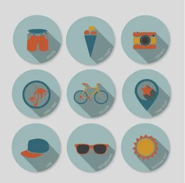 Summer vacation icons Illustrazione stock