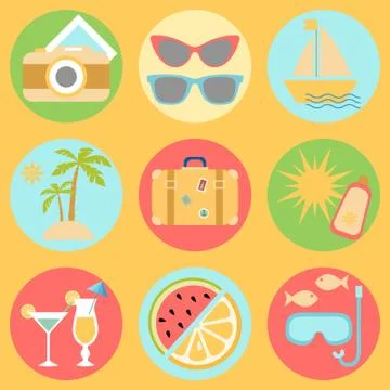 Summer vacation icons Stock Illustration
