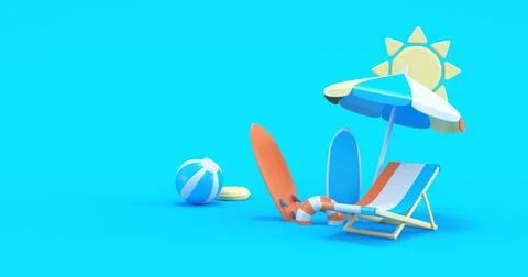 Summer vacation illustration 3d render Stock Illustration