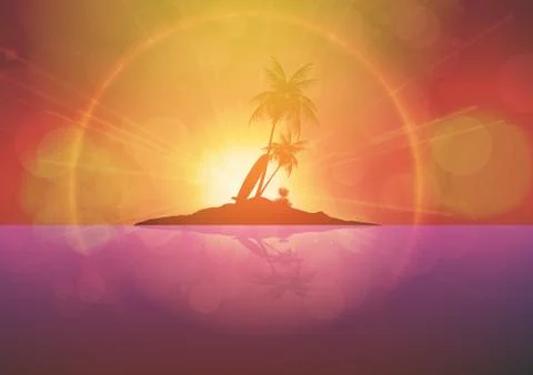Summer Vacation Island Background - Vector Illustration Stock Illustration