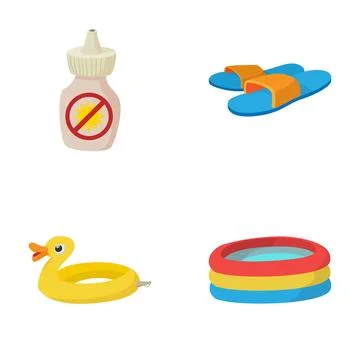 Summer vacation items for sun and water fun Stock Illustration